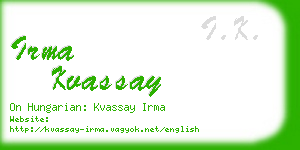 irma kvassay business card